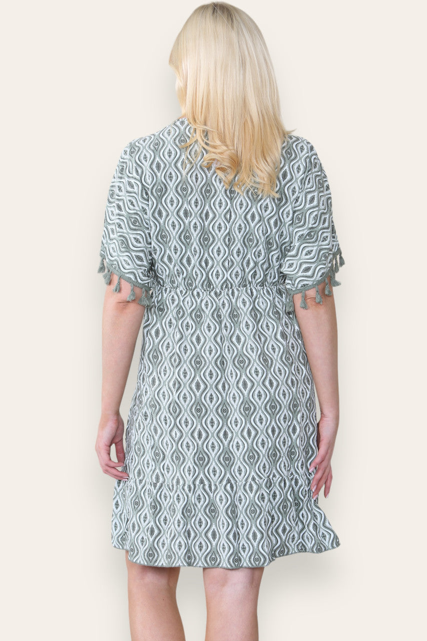 AZTEK-TOUW KWAST DETAIL MIDI JURK KHAKI