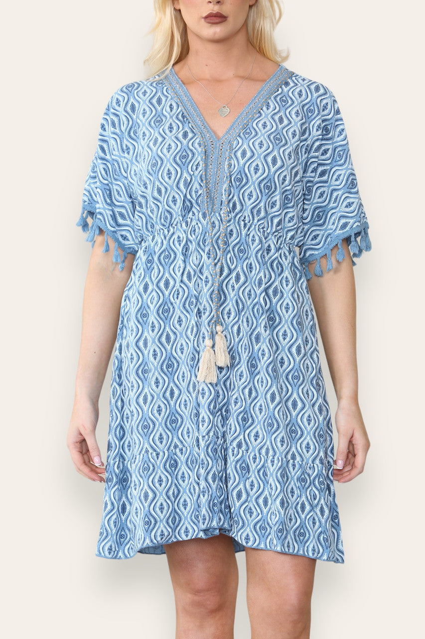 AZTEC TOUW KWAS DETAIL MIDI JURK DENIM