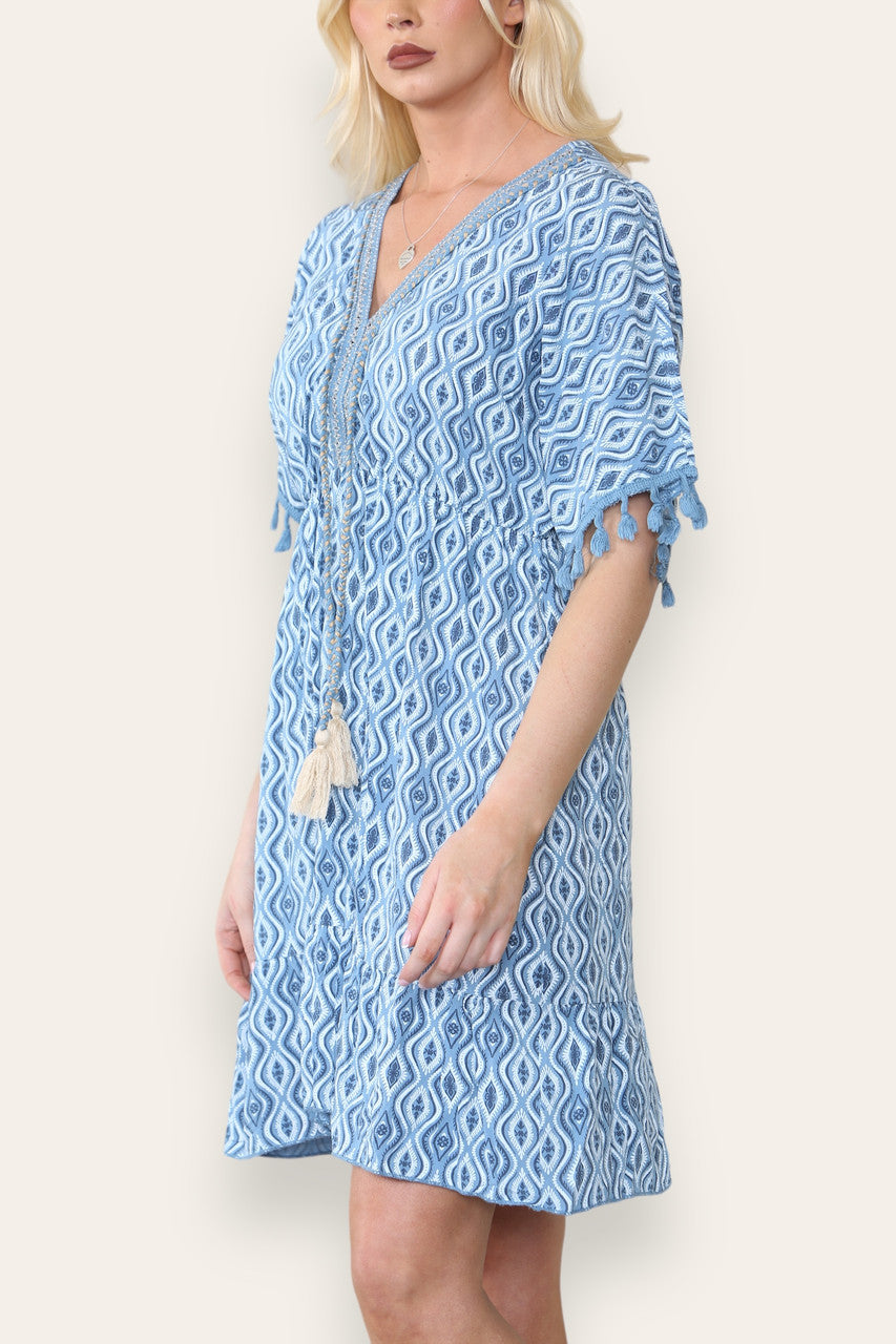 AZTEC TOUW KWAS DETAIL MIDI JURK DENIM