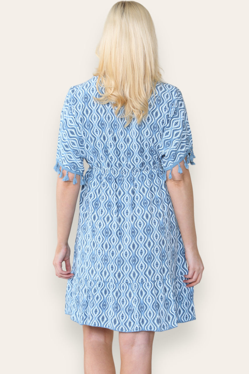 AZTEC TOUW KWAS DETAIL MIDI JURK DENIM