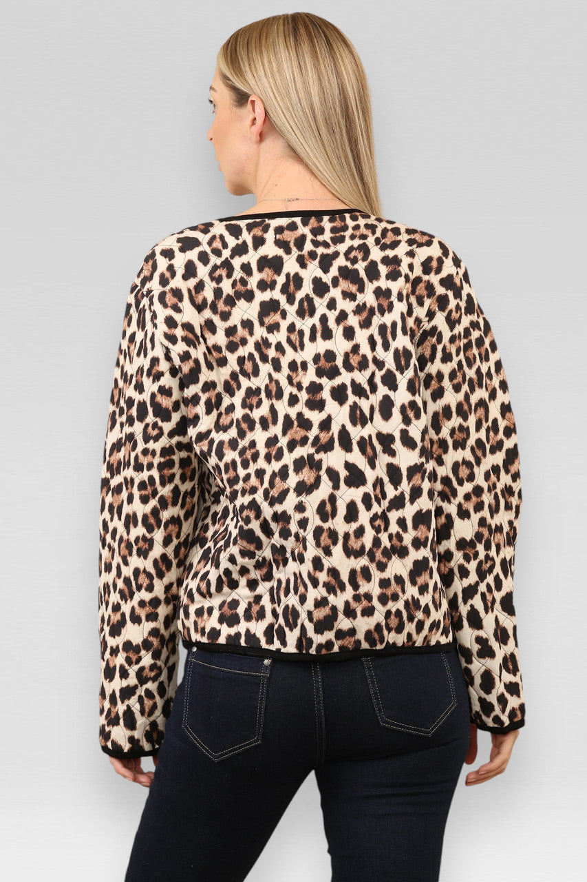 GEWATTEERDE JAS MET LEOPAARDPRINT STONE