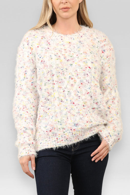 POPCORN COLOUR FLECK FLUFFY JUMPER CREAM