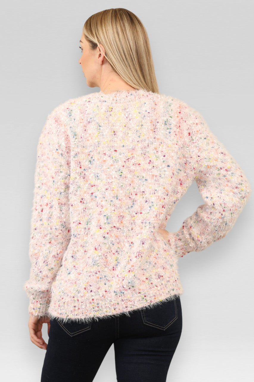 POPCORN KLEURIGE GESPONNEN FLEECE TRUI ROZE