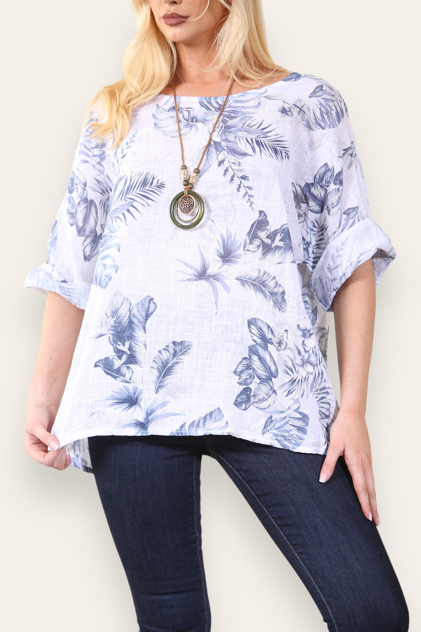 BLADMIX PRINT TOP - WIT