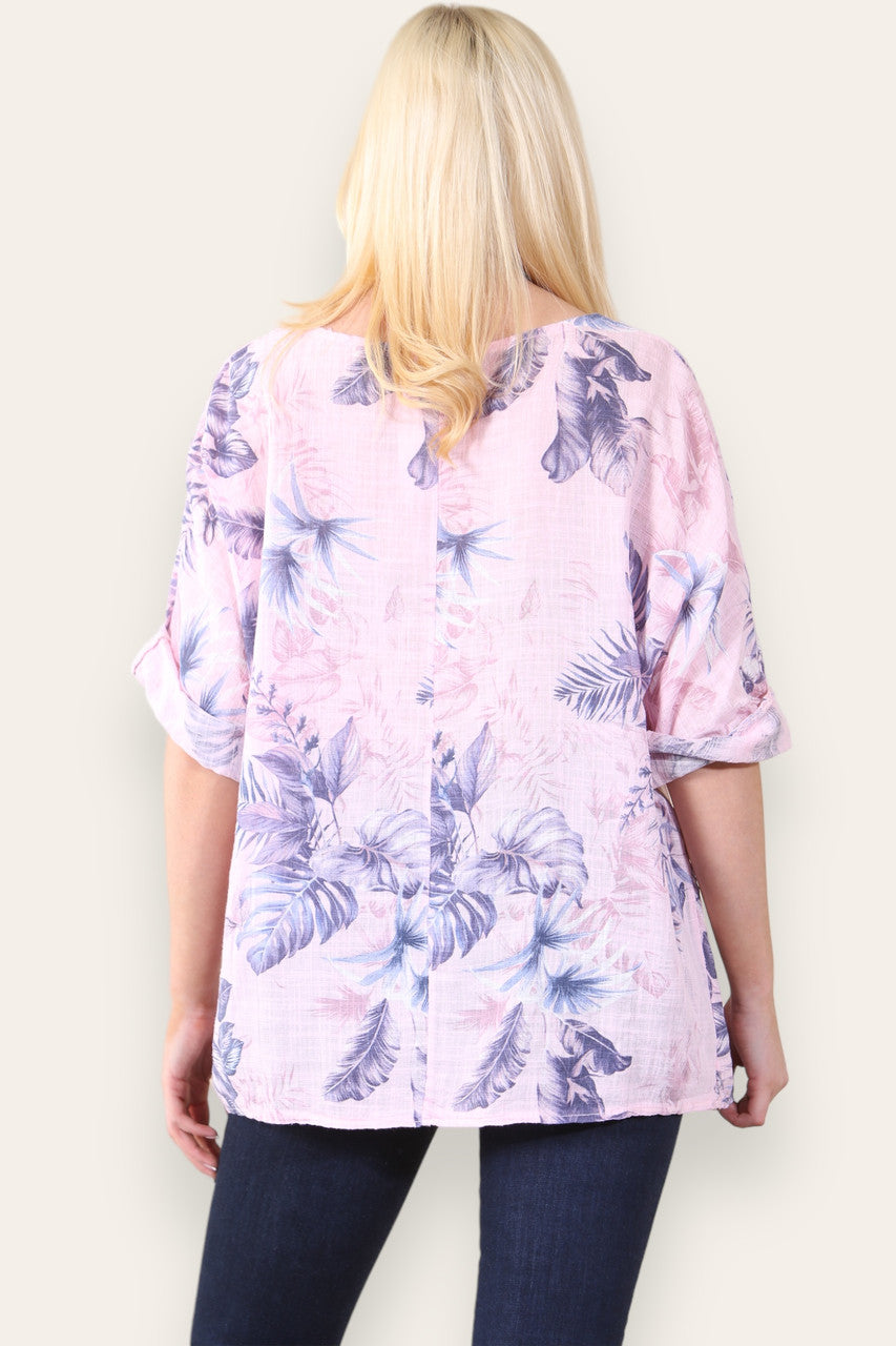 TOP MET BLADPRINT - ROZE