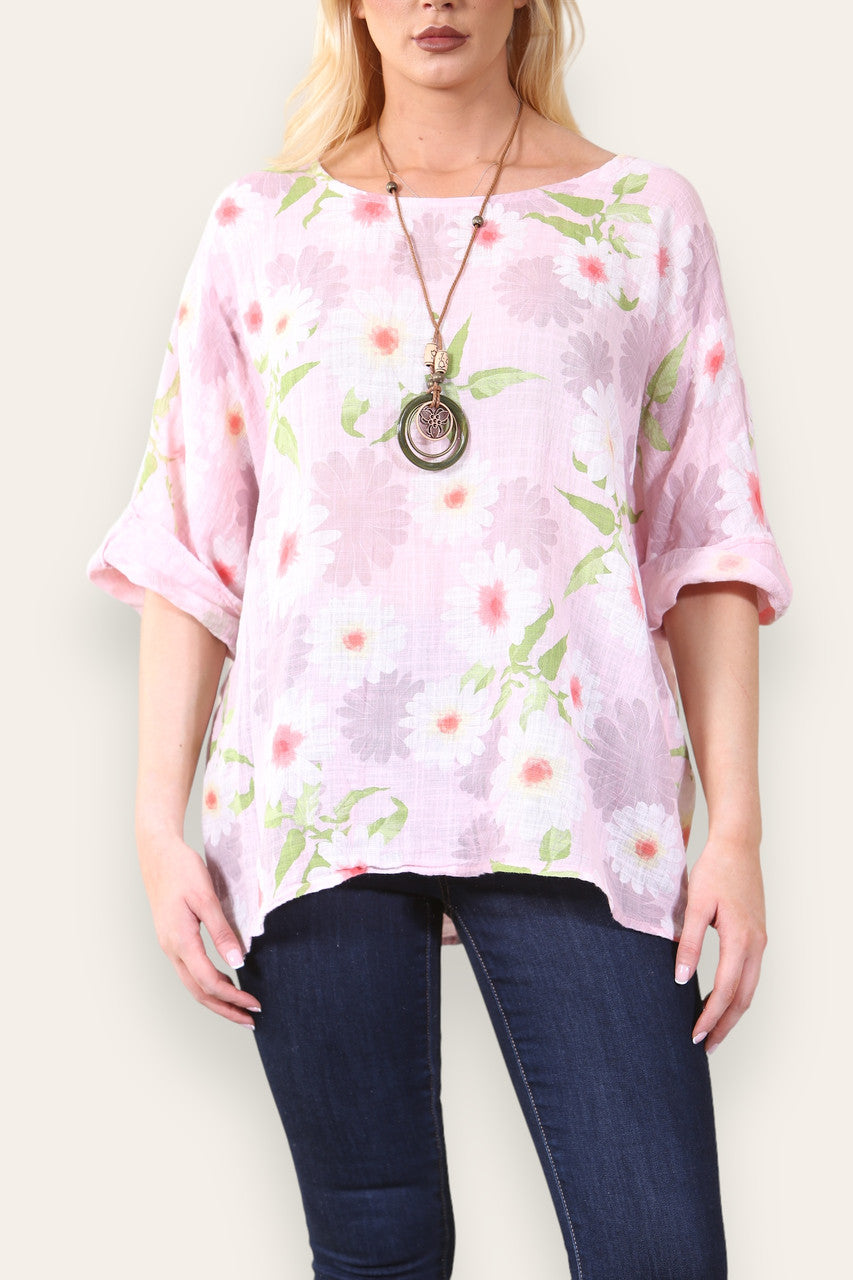 DAISY BLOEMENPRINT TOP - ROZE