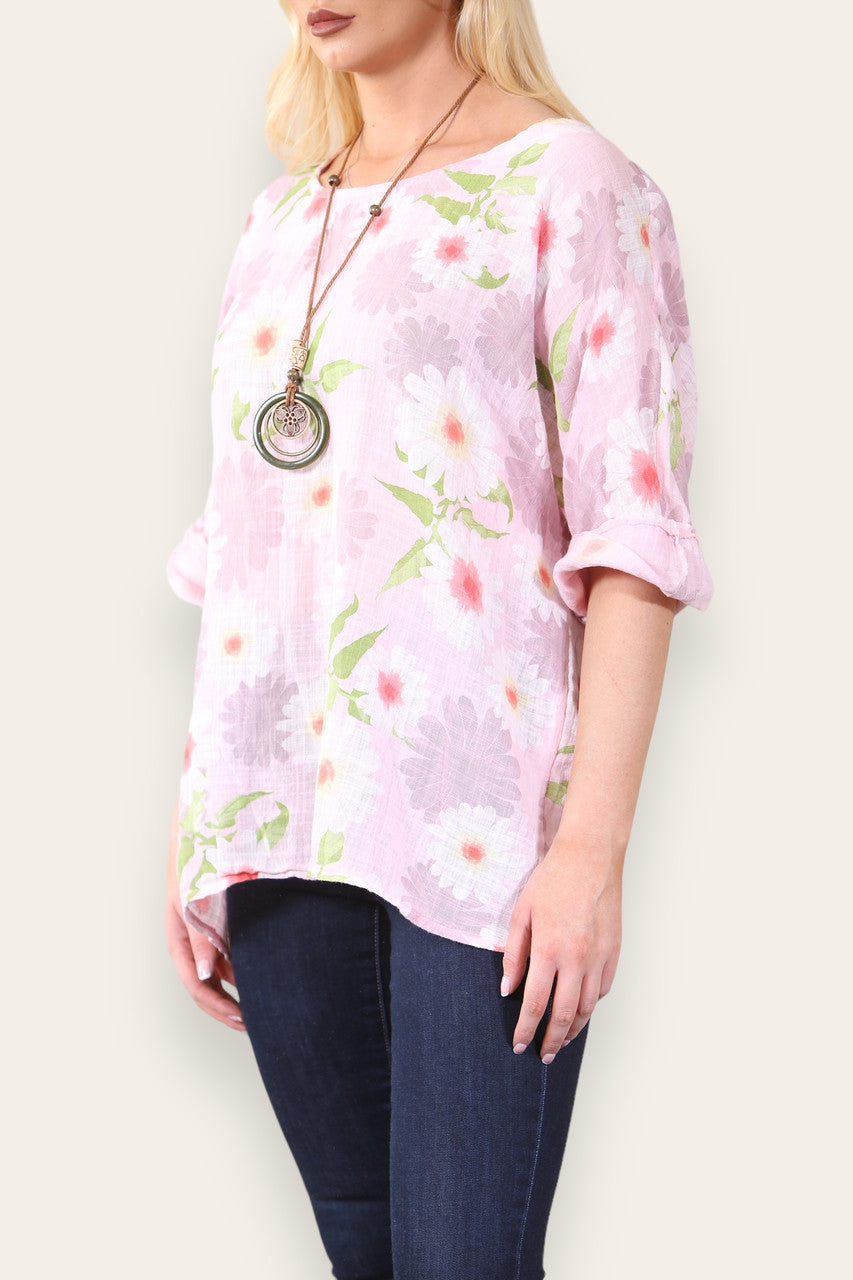 DAISY BLOEMENPRINT TOP - ROZE