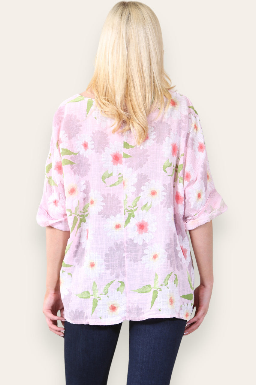 DAISY BLOEMENPRINT TOP - ROZE