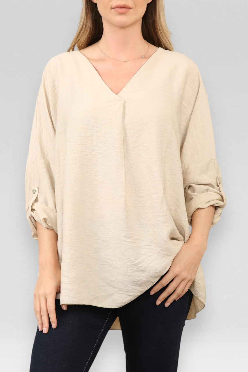 EFFEN V-HALS BLOUSE TOP STONE