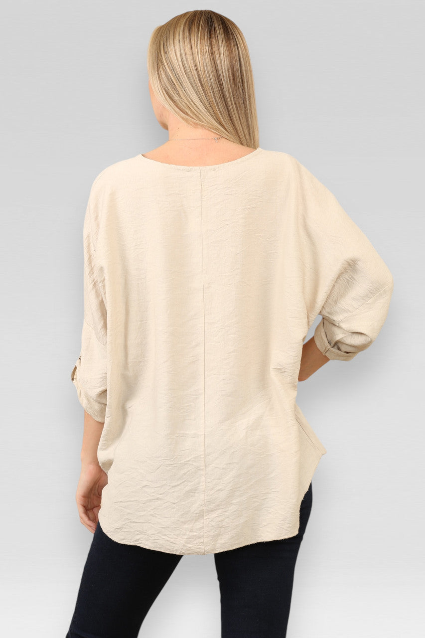 EFFEN V-HALS BLOUSE TOP STONE
