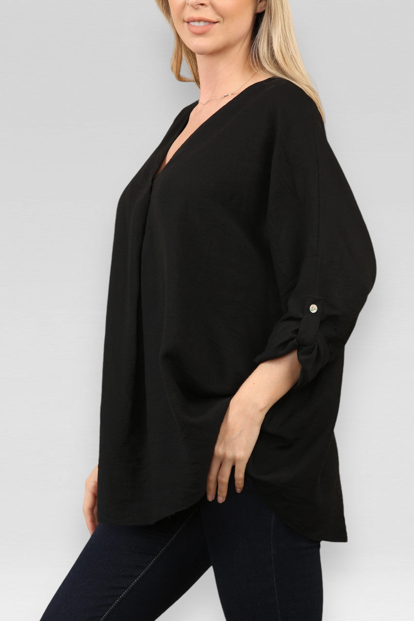 EFFEN OVERSLAGBLOUSE ZWART