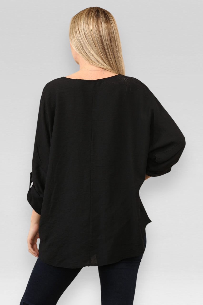 EFFEN OVERSLAGBLOUSE ZWART