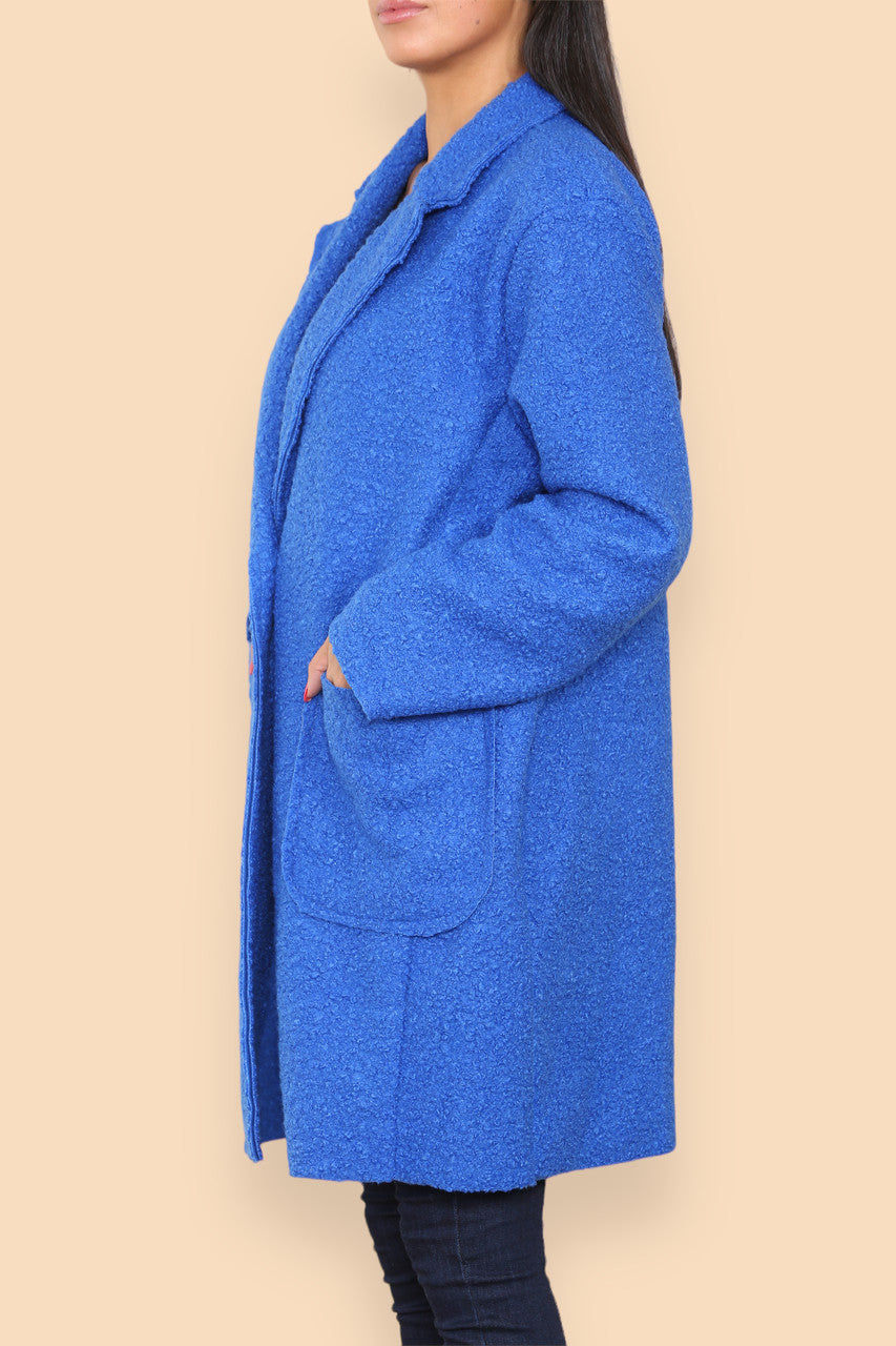 TEDDY BEAR SOFT WOOL BLEND JACKET ROYAL BLUE