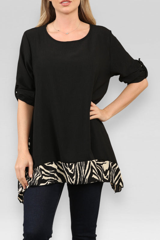ZEBRAPRINT TOP ZWART