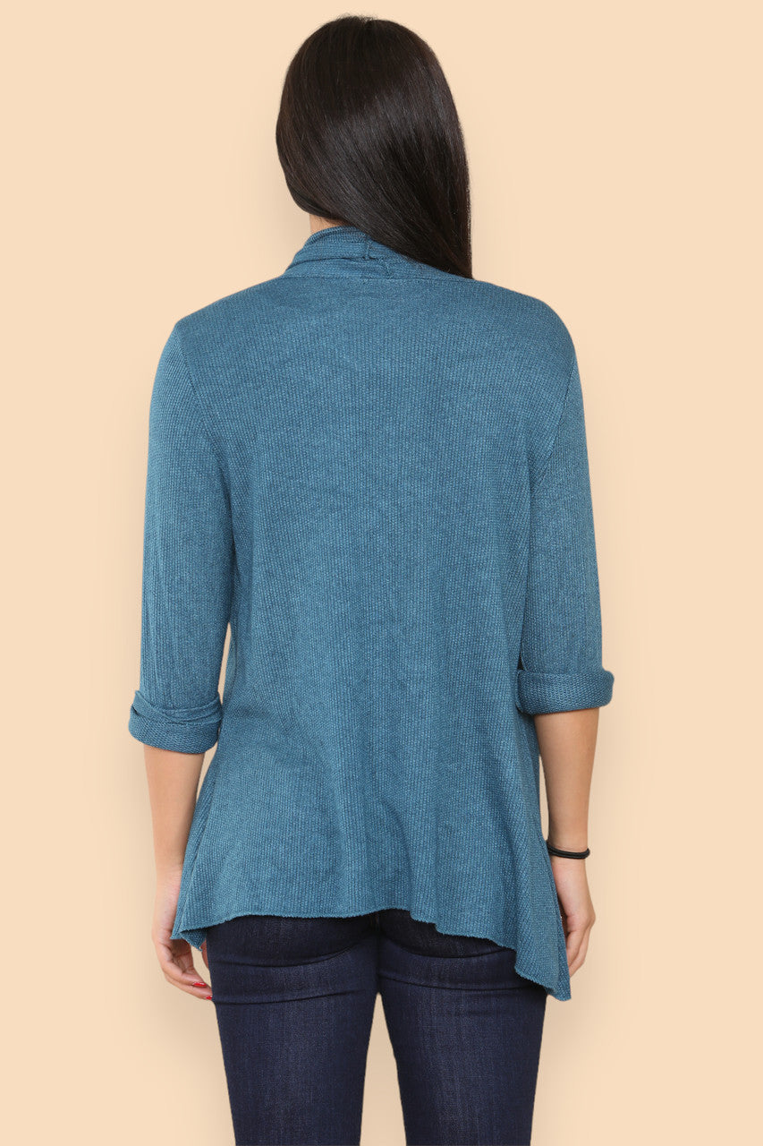 SOFT FINE KNIT CARDIGAN TEAL