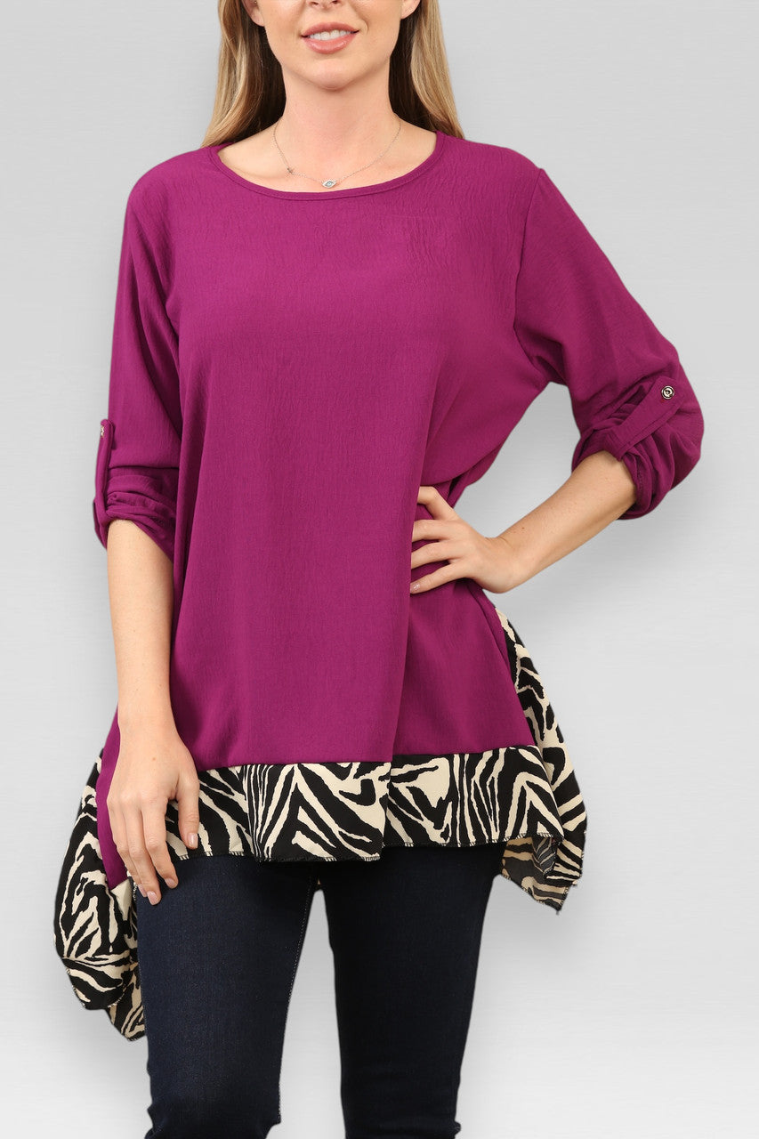 TOP MET ZEBRA PRINT EN ZOOM PAARS