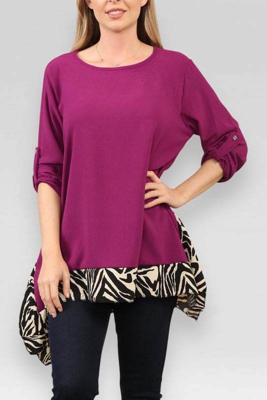 TOP MET ZEBRA PRINT EN ZOOM PAARS
