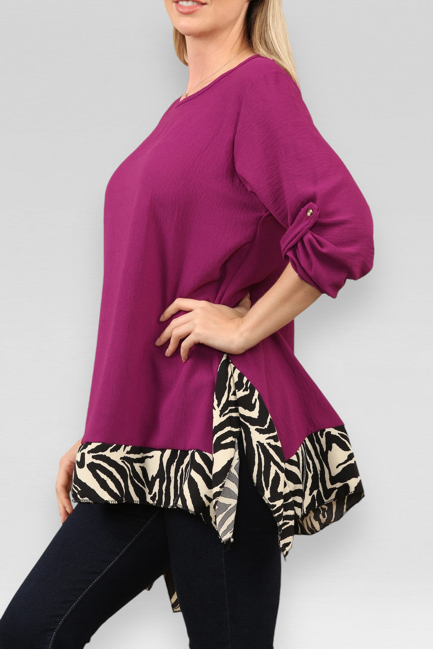 TOP MET ZEBRA PRINT EN ZOOM PAARS