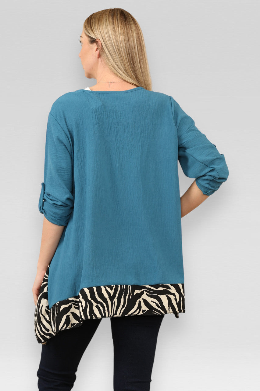 ZEBRAPOOTJE BLOUSE GROENBLAUW
