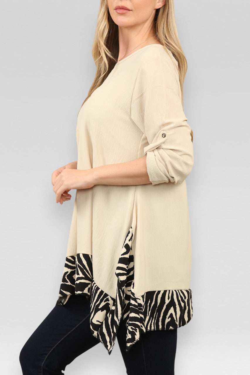 TOP MET ZEBRA PRINT STEENKLEUR