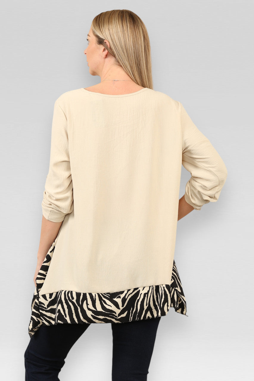 TOP MET ZEBRA PRINT STEENKLEUR