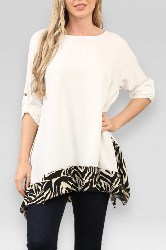 TOP MET ZEBRA PRINT WIT