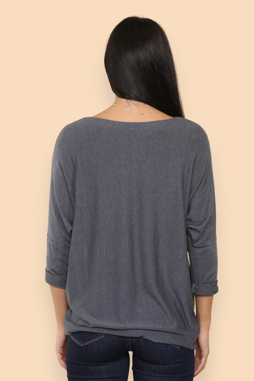 SPARKLE GLITTER HEART KNITTED JUMPER CHARCOAL