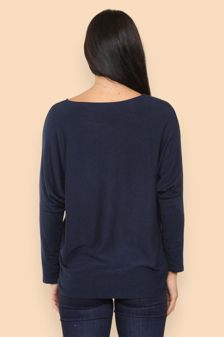 SPARKLE GLITTER BOW KNITTED JUMPER NAVY