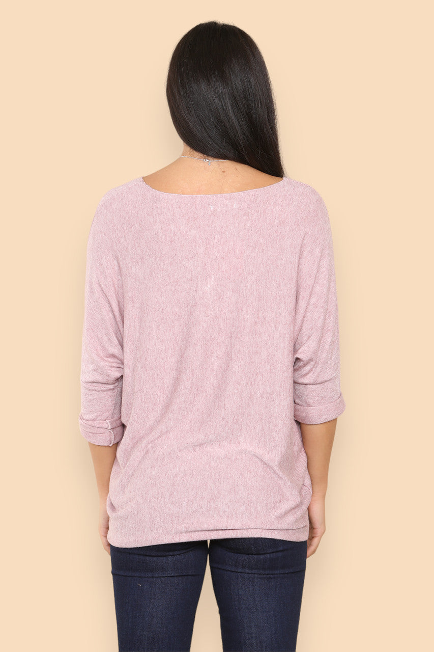SPARKLE GLITTER BALLOON HEART KNITTED JUMPER DUSTY PINK