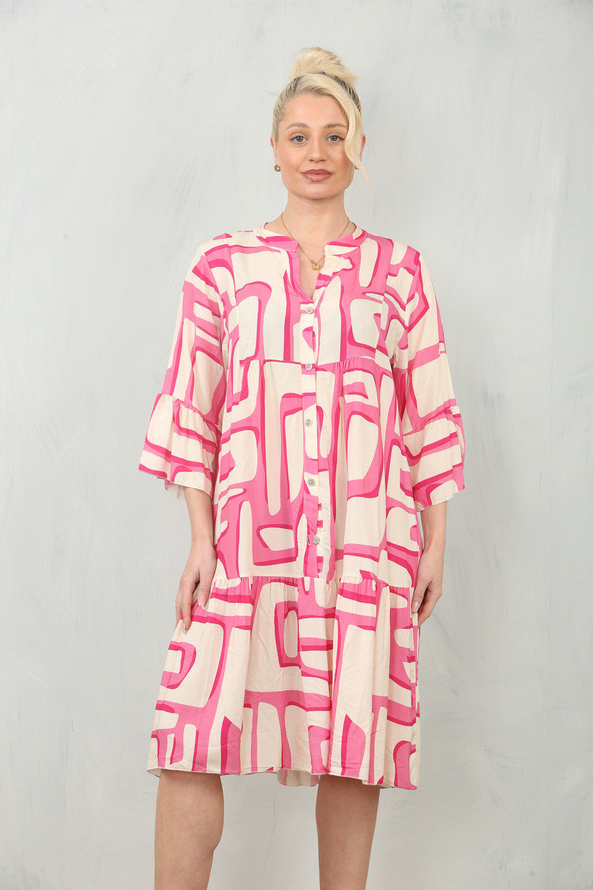 OVERHEMDJURK MET GEOMETRISCHE PRINT - ROZE