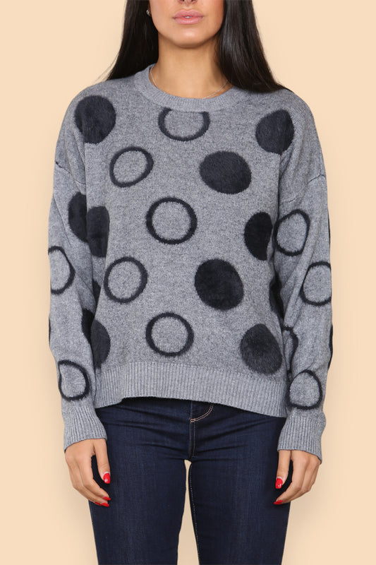 CIRCLE PRINT JUMPER GREY