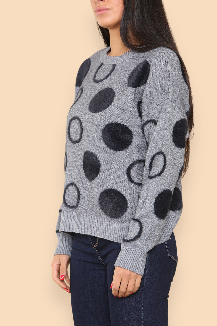 CIRCLE PRINT JUMPER GREY