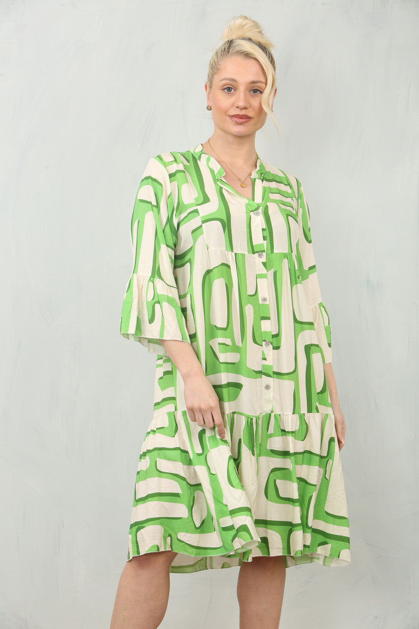 JURK OVERHEMDMODEL MET GEOMETRISCHE PRINT - LIMOEN