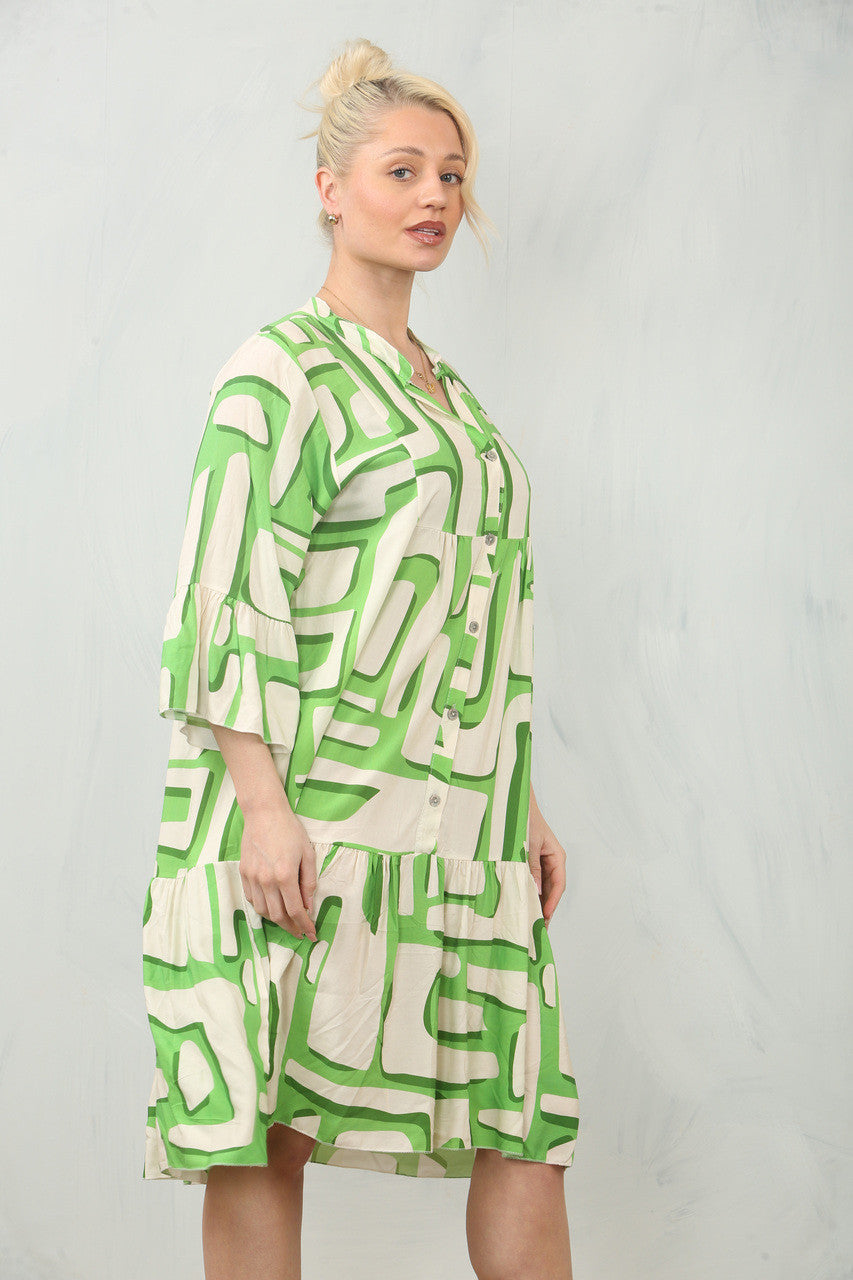 JURK OVERHEMDMODEL MET GEOMETRISCHE PRINT - LIMOEN