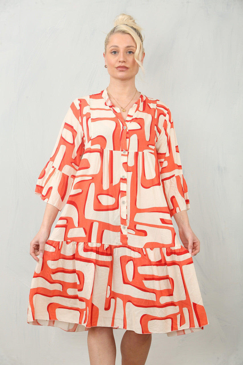 JURK OVERHEMD MET GEOMETRISCHE PRINT - KORAAL