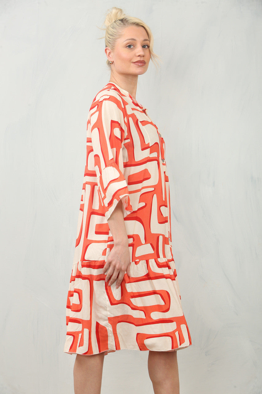 JURK OVERHEMD MET GEOMETRISCHE PRINT - KORAAL
