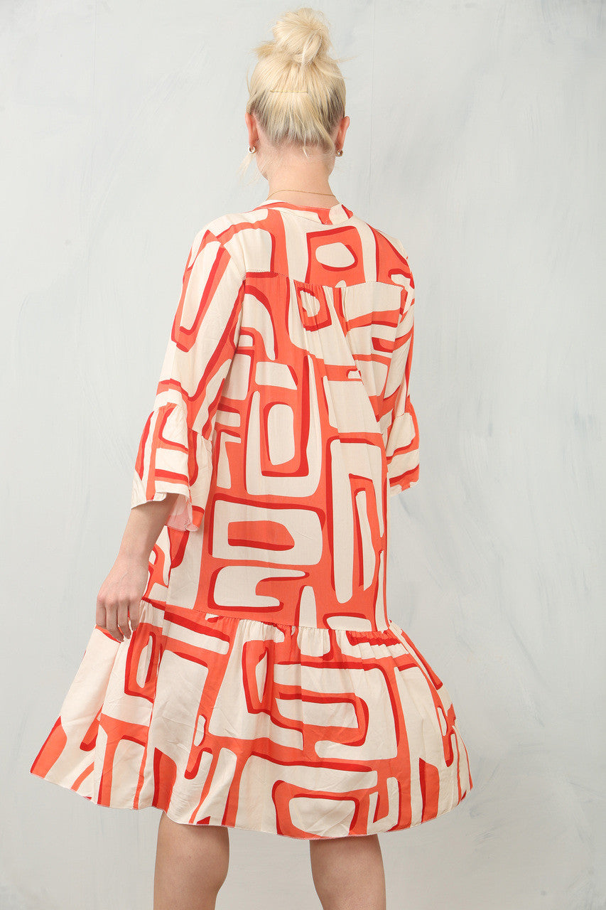 JURK OVERHEMD MET GEOMETRISCHE PRINT - KORAAL
