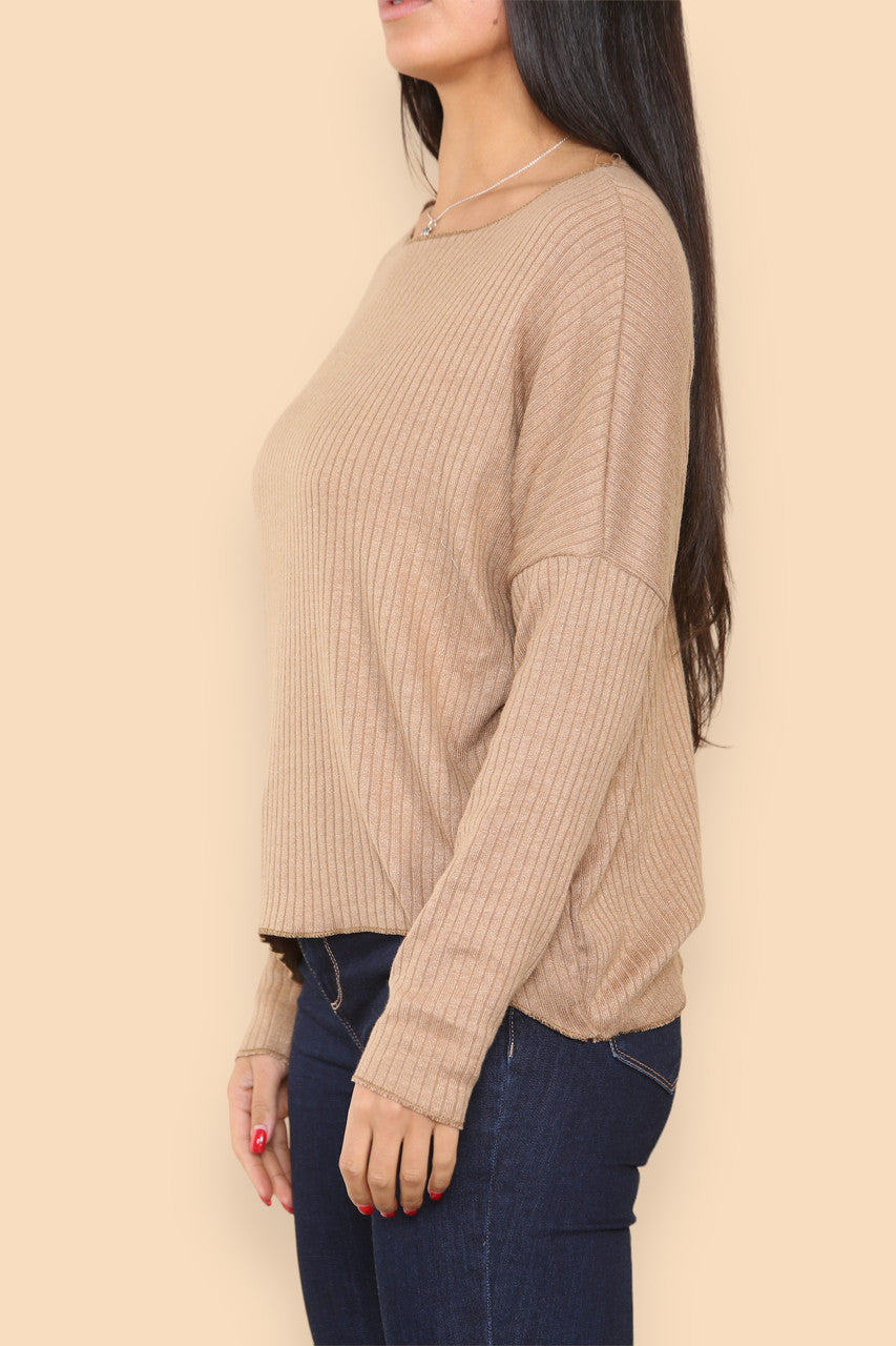RIB JUMPER TOP TAN