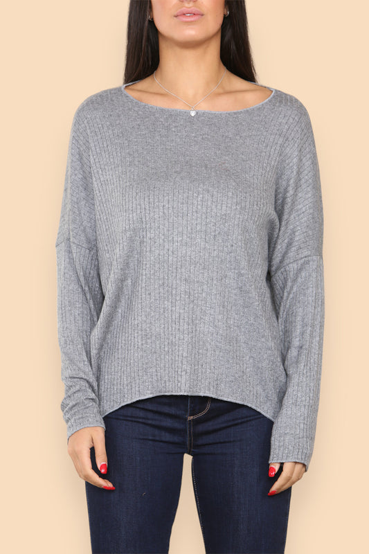 RIB TRUI TOP GRIJS