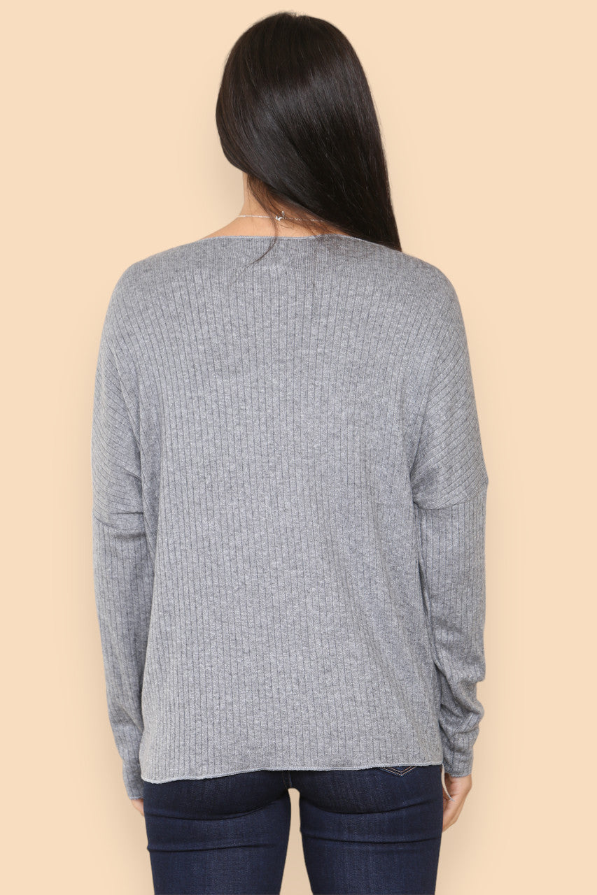 RIB JUMPER TOP GREY