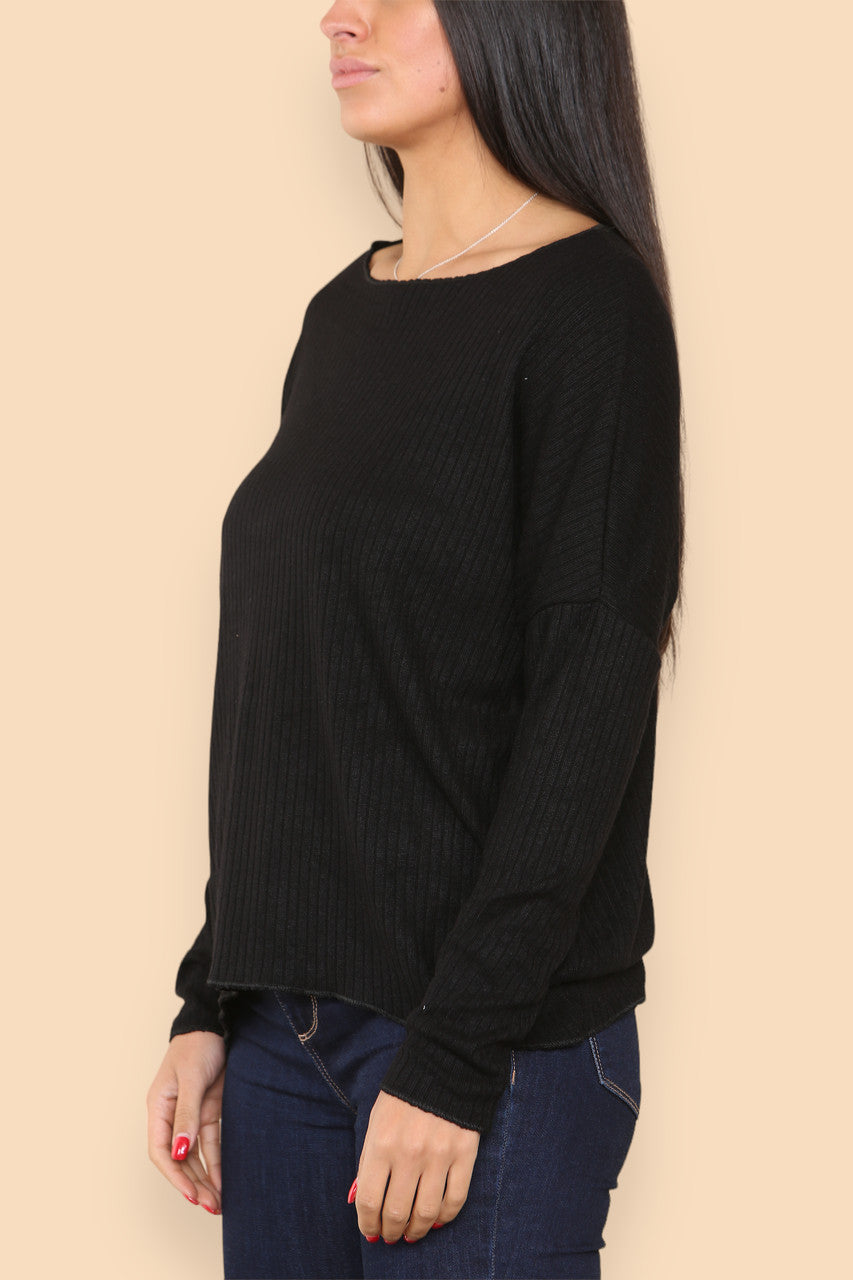 RIB JUMPER TOP BLACK