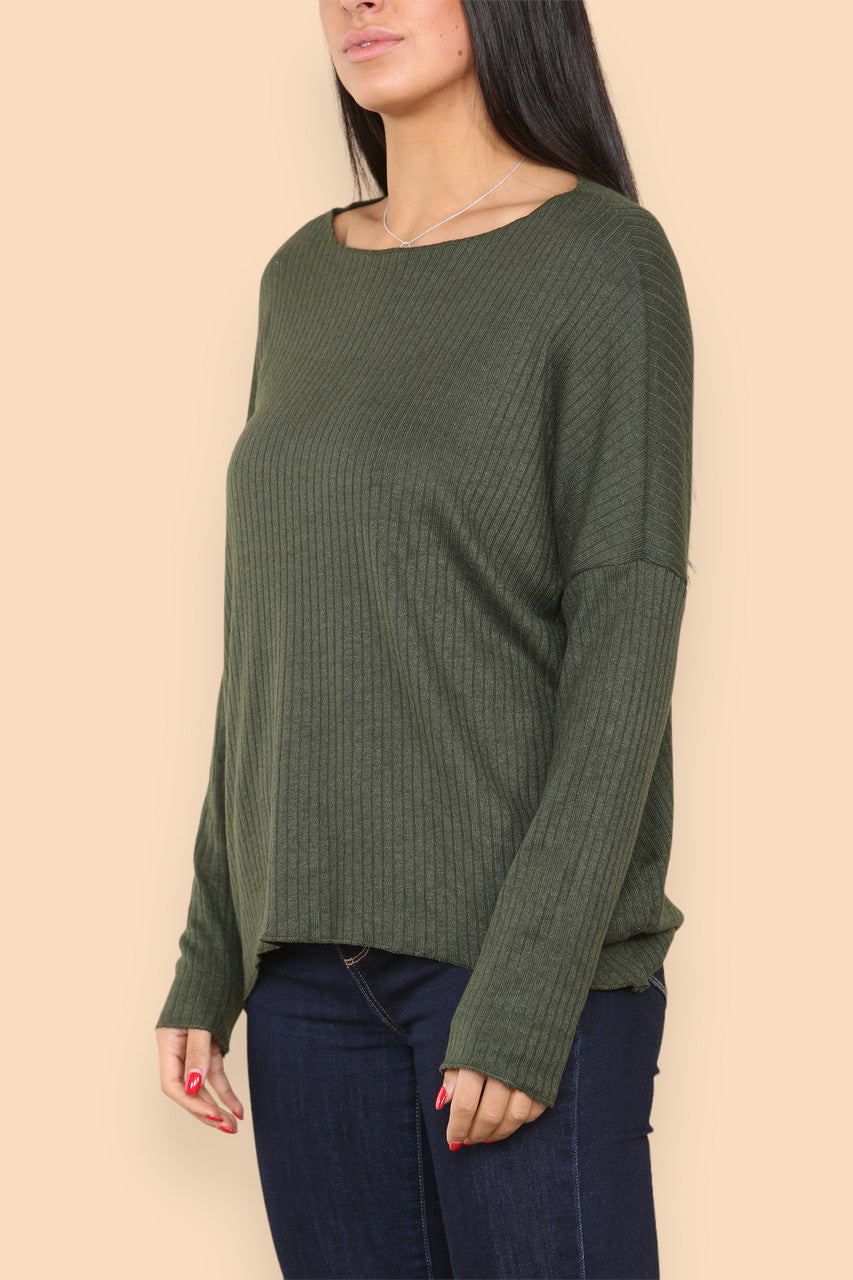RIB JUMPER TOP KHAKI