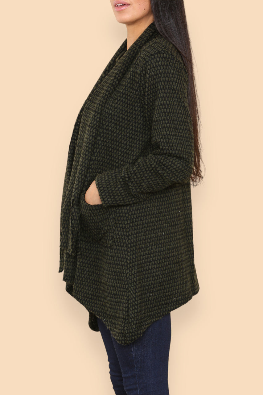 BLOCK KNITTED JUMPER WITH MATCHING SCARF KHAKI