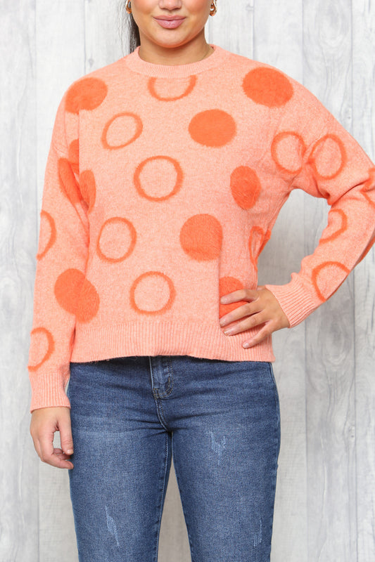 Ladies Circles Bedrukte Trui Oranje