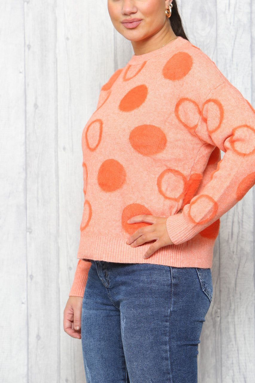 Ladies Circles Bedrukte Trui Oranje