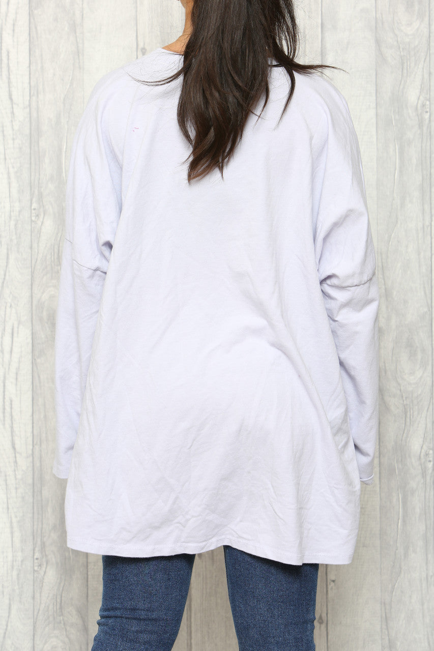 Ladies Star Squiggle Sweatshirt Top  Lilac