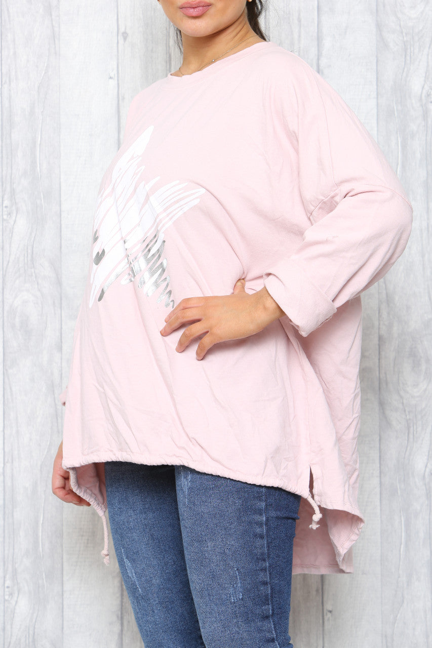 Dames Star Squiggle Sweatshirt Top Stoffig Roze