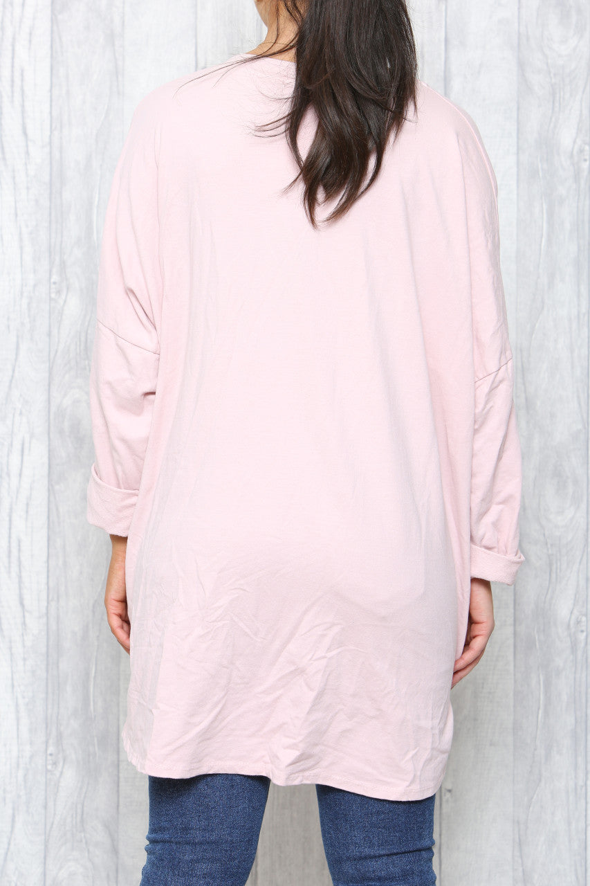 Dames Star Squiggle Sweatshirt Top Stoffig Roze