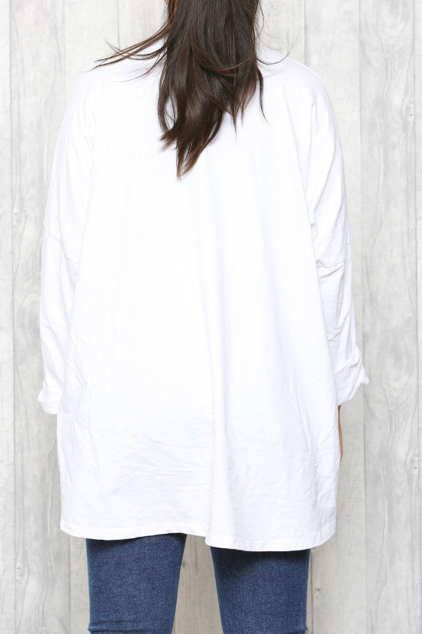 Dames Star Squiggle Sweatshirt Top Wit