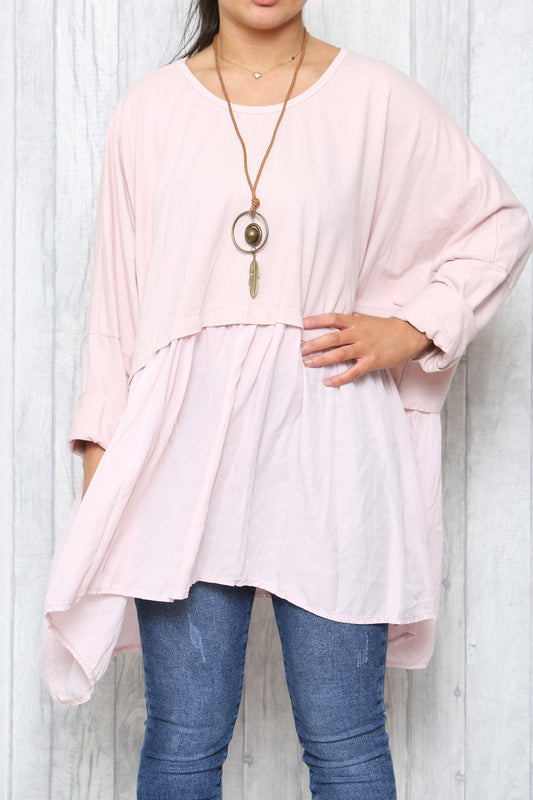 Dames Lagenlook Floaty Tuniek Top Oudroze